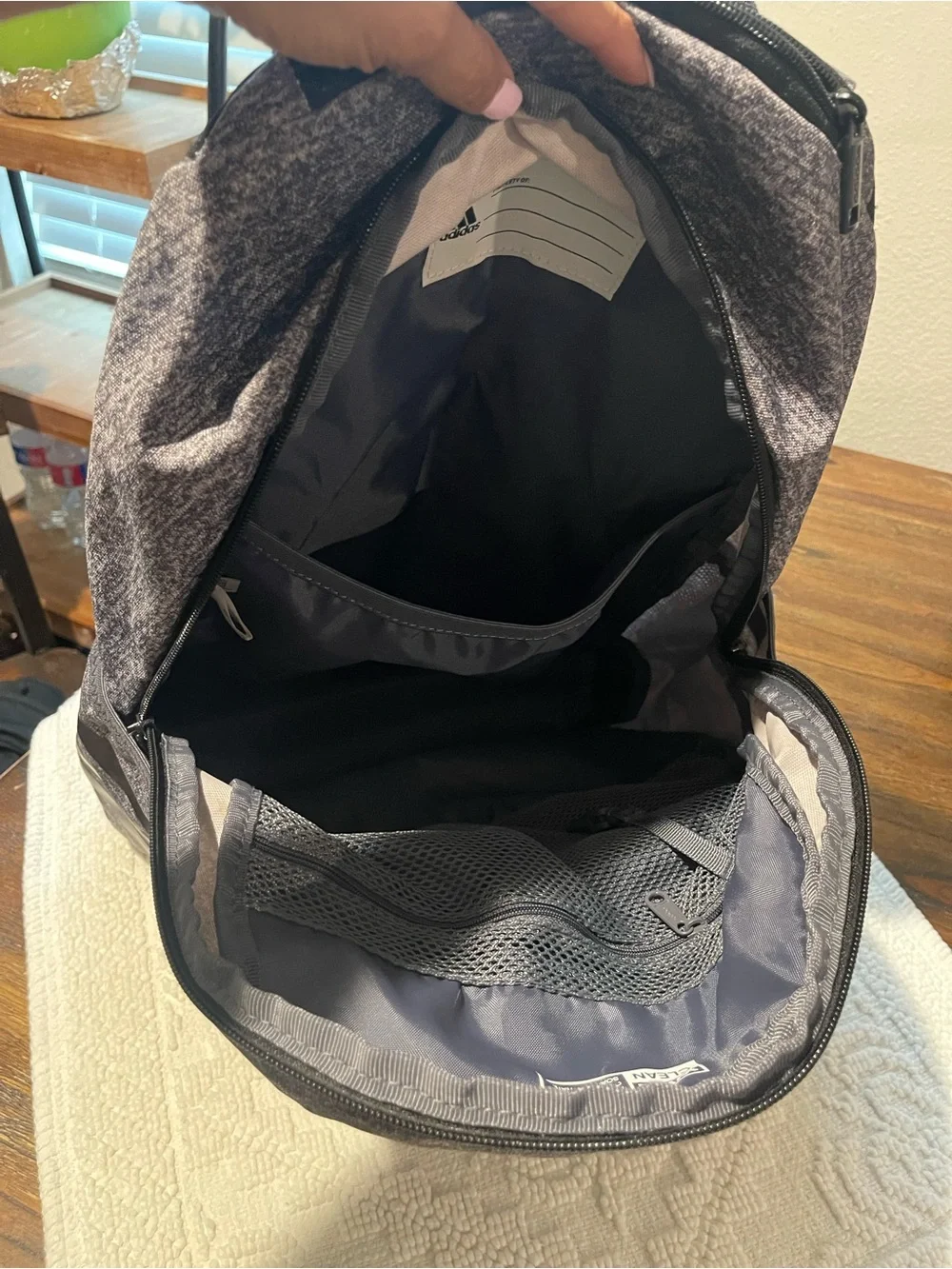 adidas Gray Heather Backpack with Front Zip Pocket
